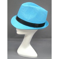Fedora Straw Hat – 12 PCS Aqua Blue -HT-1188AQ